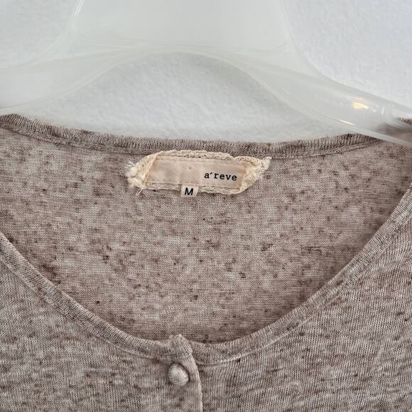 Areve Cardigan Womens Medium Beige Fairycore Cottagecore Sweater Romantic Linen - Picture 2 of 10